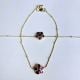 Handmade Brass Metal Jewellery Floral Stone Anklet Pair
